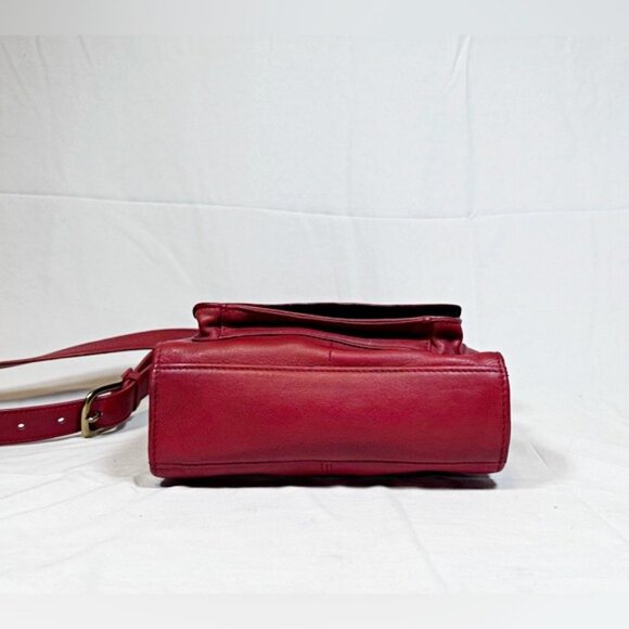 Vintage Fossil 1954 Red Leather Flap Accordion Cross Body Bag - Picture 8 of 11